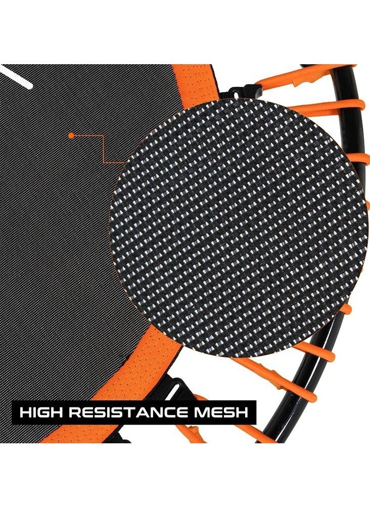 QSHOP® Fitness Trampoline 120cm Indoor Outdoor Trampoline Family Trampoline for Adults with Adjustable Handle, Beautiful Silent Rubber Band Trampoline