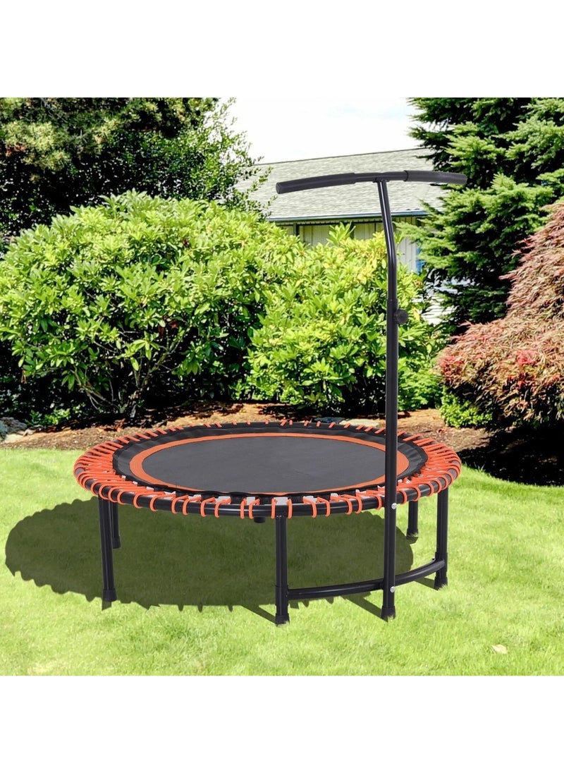 QSHOP® Fitness Trampoline 120cm Indoor Outdoor Trampoline Family Trampoline for Adults with Adjustable Handle, Beautiful Silent Rubber Band Trampoline