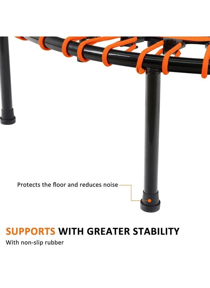 QSHOP® Fitness Trampoline 120cm Indoor Outdoor Trampoline Family Trampoline for Adults with Adjustable Handle, Beautiful Silent Rubber Band Trampoline