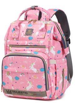 Majestic 138 Baby Maternity Diaper Unicorn Waterproof Multifunctional large capacity backpack bag with USB Charging output - Pink  - Image 1