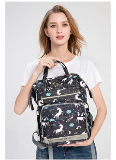 Majestic 138 Baby Maternity Diaper Unicorn Waterproof Multifunctional large capacity backpack bag with USB Charging output - Pink  - Image 3