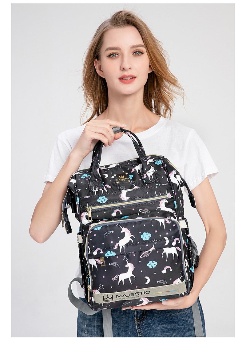 Majestic 138 Baby Maternity Diaper Unicorn Waterproof Multifunctional large capacity backpack bag with USB Charging output - Pink  - Image 3
