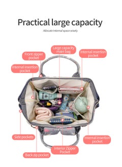 Majestic 138 Baby Maternity Diaper Unicorn Waterproof Multifunctional large capacity backpack bag with USB Charging output - Pink  - Image 5