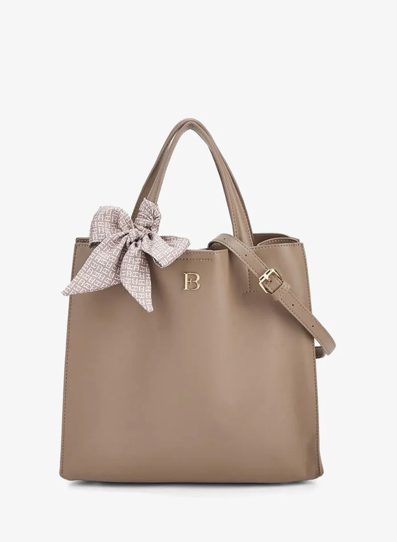 Double Handle Tote Bag with Scarf Accent