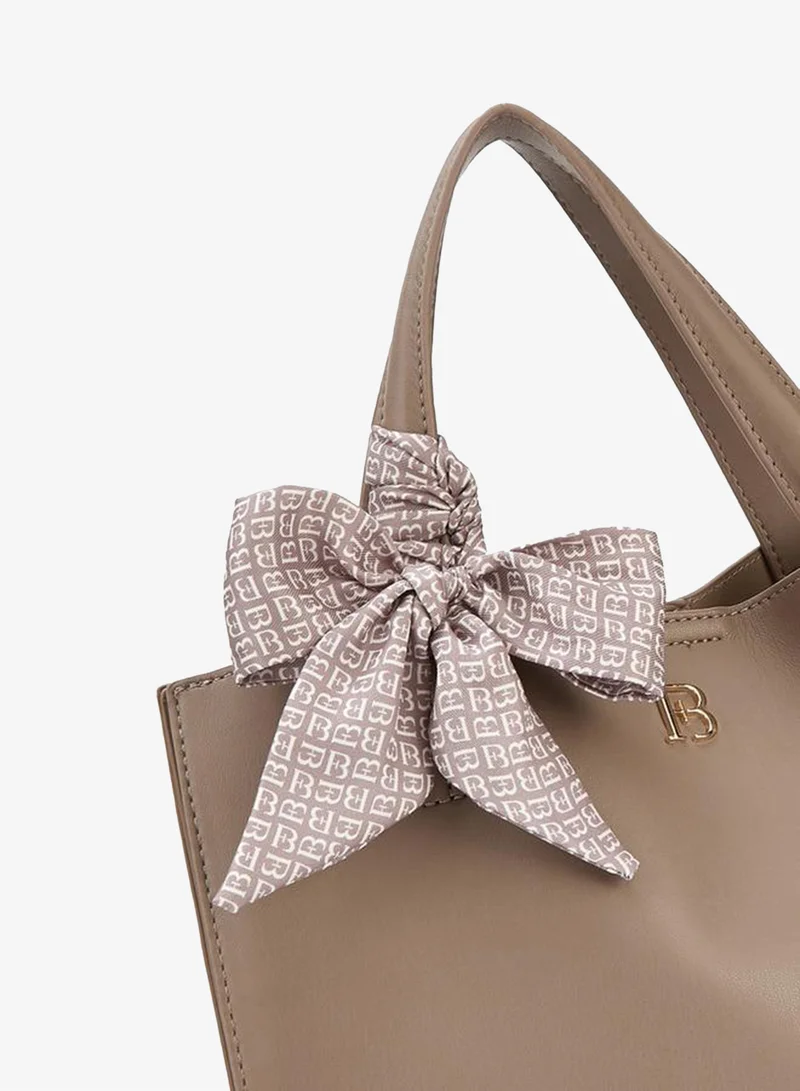 Flora Bella By Shoexpress BEIGE Double Handle Tote Bag with Scarf Accent for Women | Best Price UAE
