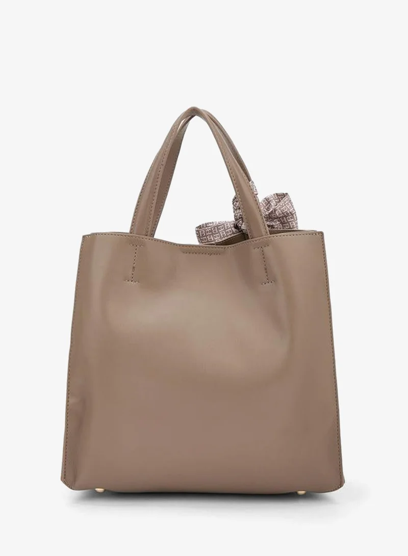 Flora Bella By Shoexpress BEIGE Double Handle Tote Bag with Scarf Accent for Women | Best Price UAE