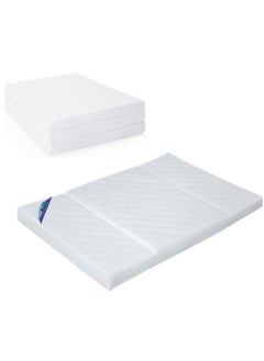 AL WADI FURNITURE AWF Al Wadi Furniture Double Medicated Floral White Quilted Portable Heavy Duty Tri-Fold, Three-Fold Mattress for Home, Hotel, Guest, Office, Car, Sofa, Chair, Bed - 180L x 120W x 8H cm  - Image 1