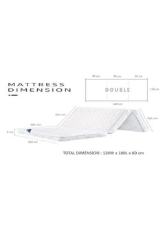 AL WADI FURNITURE AWF Al Wadi Furniture Double Medicated Floral White Quilted Portable Heavy Duty Tri-Fold, Three-Fold Mattress for Home, Hotel, Guest, Office, Car, Sofa, Chair, Bed - 180L x 120W x 8H cm  - Image 4
