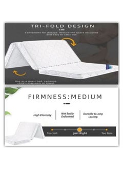 AL WADI FURNITURE AWF Al Wadi Furniture Double Medicated Floral White Quilted Portable Heavy Duty Tri-Fold, Three-Fold Mattress for Home, Hotel, Guest, Office, Car, Sofa, Chair, Bed - 180L x 120W x 8H cm  - Image 5