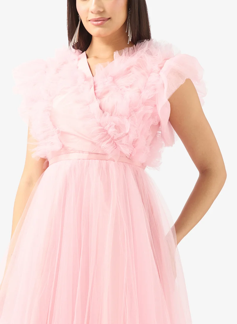 Namshi x Ruffled Tulle Gown Dress