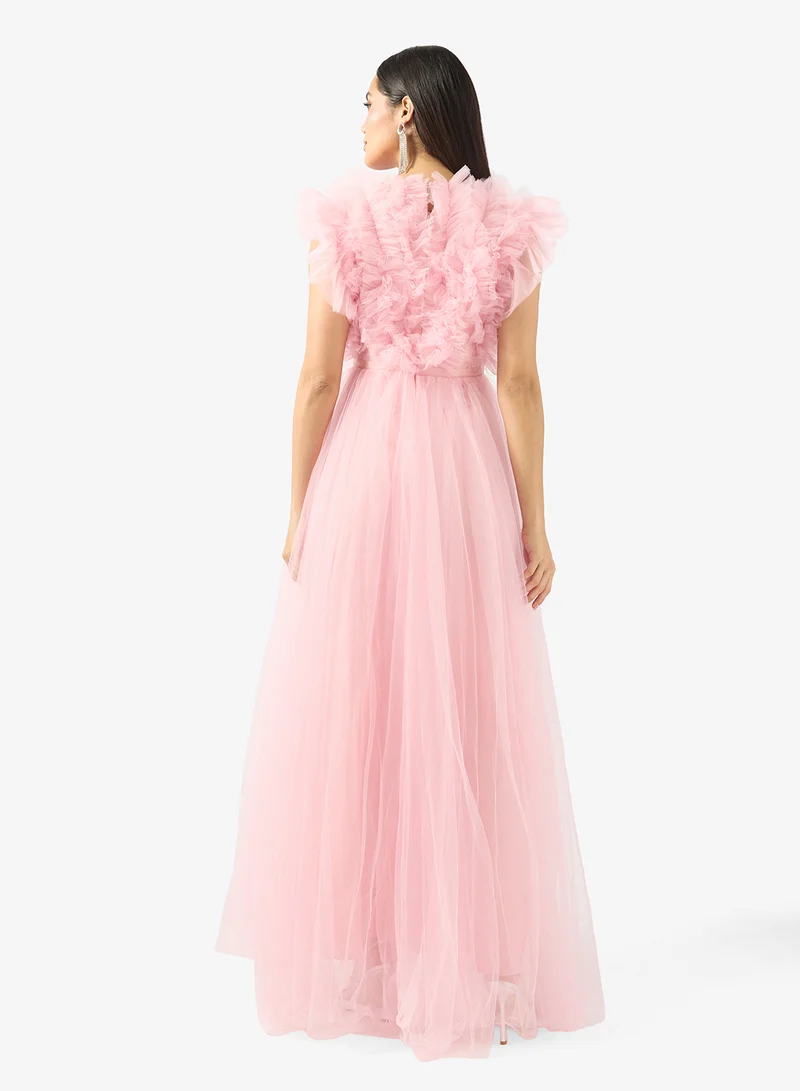 Namshi x Ruffled Tulle Gown Dress
