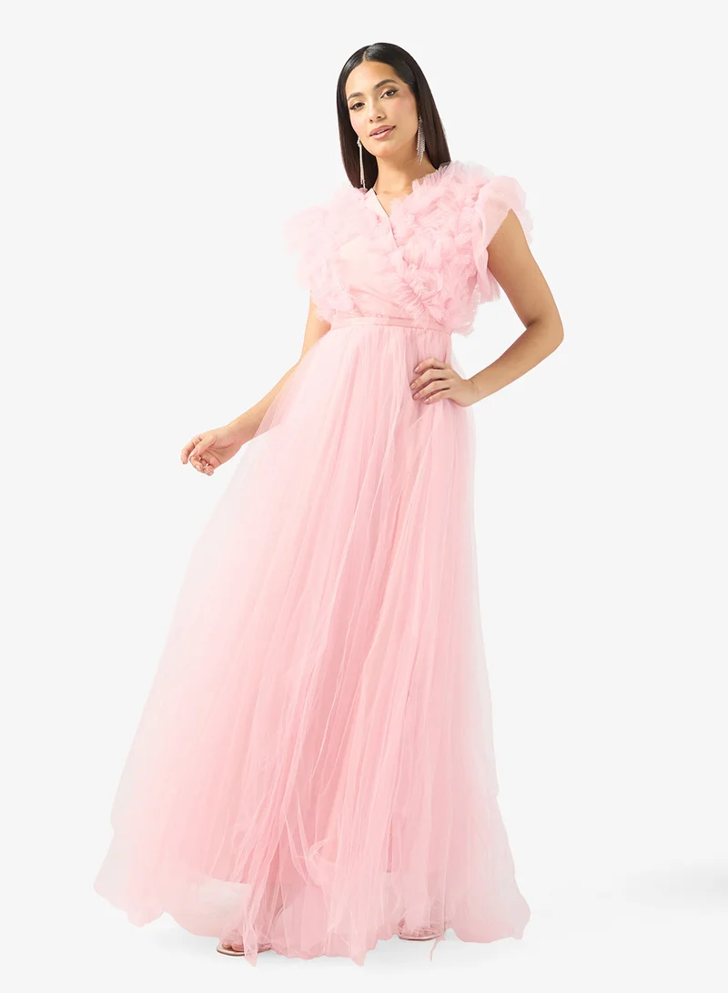 Namshi x Ruffled Tulle Gown Dress