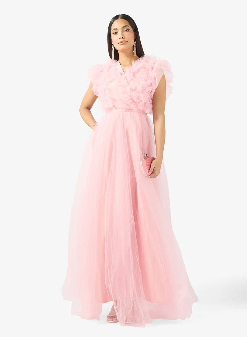 Namshi x Ruffled Tulle Gown Dress