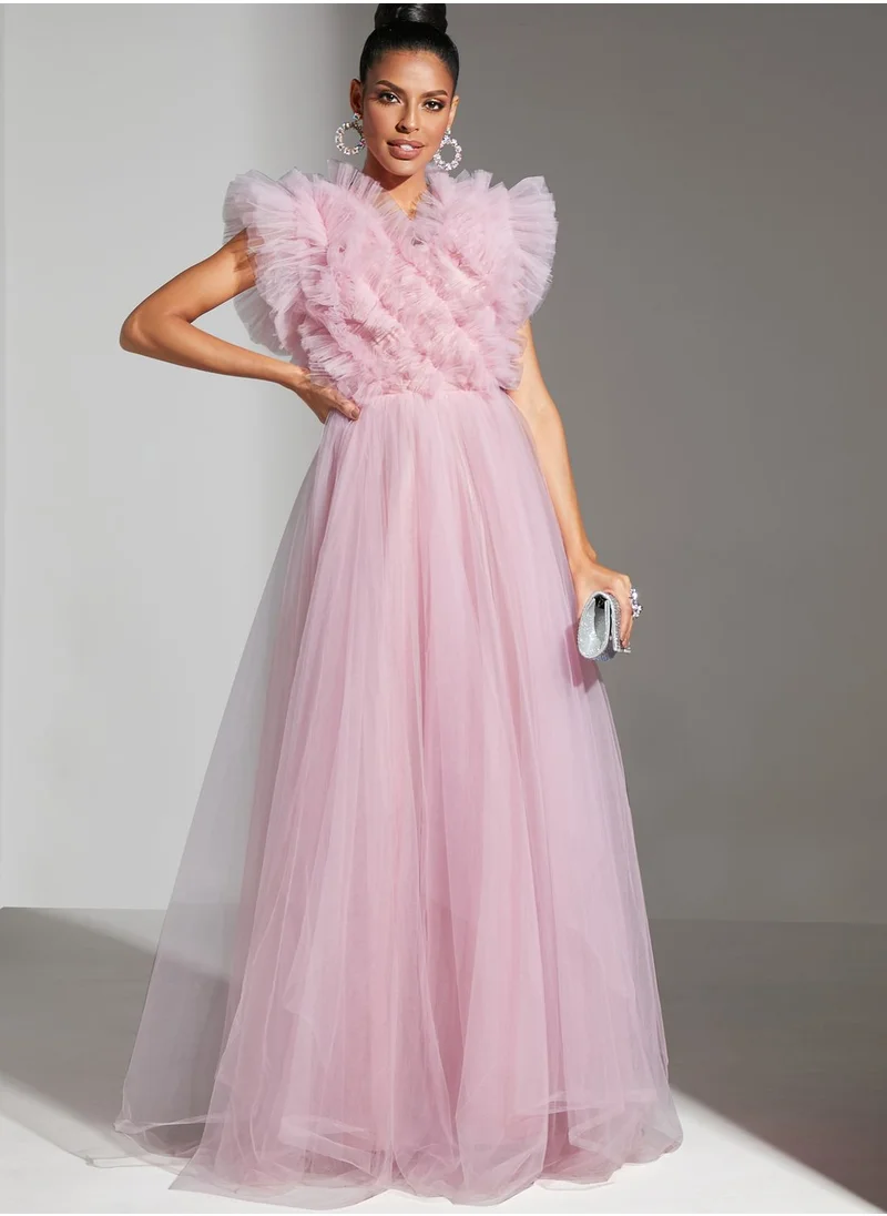 Namshi x Hadia Ghaleb Rosette Tulle Dress