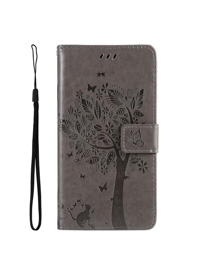 S-TOP Case For Honor Magic7 Tree & Cat Embossed Pattern Flip Leather Phone Case - Image 2