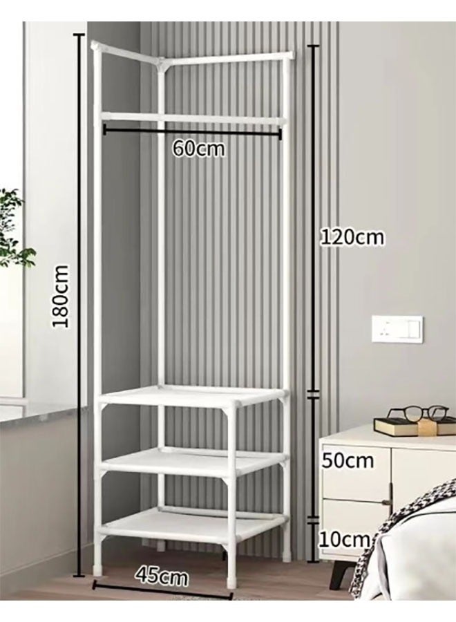 Arabest Coat Rack Freestanding Closet Organizer,Simple Hall Tree with 3 Storage Shelves, Corner Storage Organizer, for Entryway, Bedroom, Living Room Drying Rack,White - Image 2