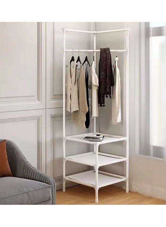 Arabest Coat Rack Freestanding Closet Organizer,Simple Hall Tree with 3 Storage Shelves, Corner Storage Organizer, for Entryway, Bedroom, Living Room Drying Rack,White - Image 1