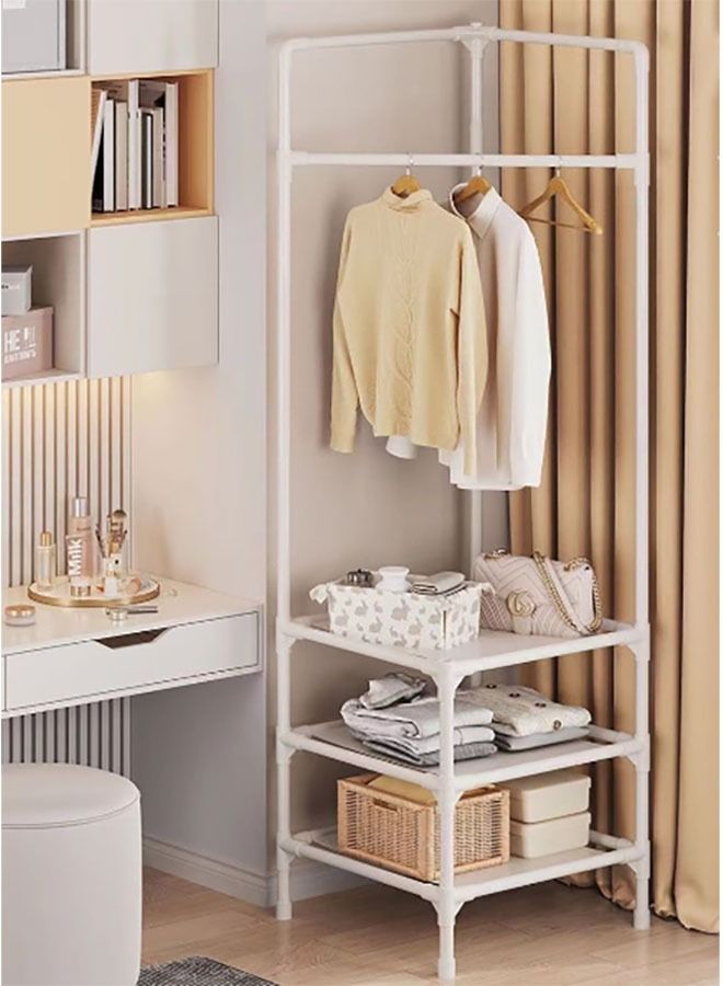 Arabest Coat Rack Freestanding Closet Organizer,Simple Hall Tree with 3 Storage Shelves, Corner Storage Organizer, for Entryway, Bedroom, Living Room Drying Rack,White - Image 5