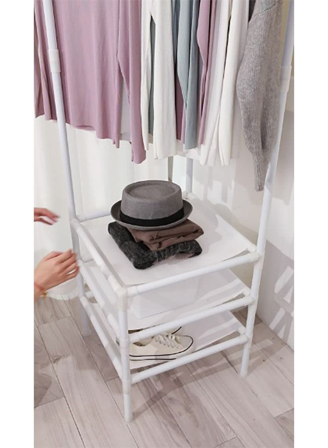 Arabest Coat Rack Freestanding Closet Organizer,Simple Hall Tree with 3 Storage Shelves, Corner Storage Organizer, for Entryway, Bedroom, Living Room Drying Rack,White - Image 3