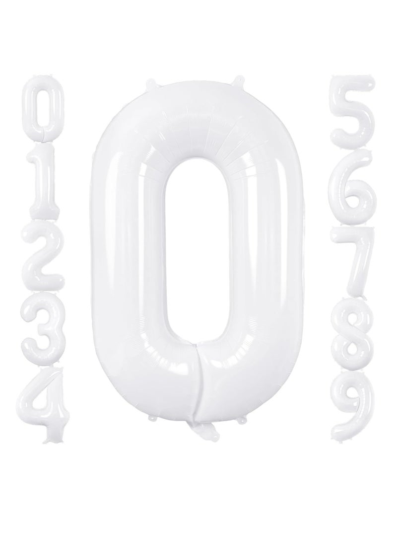 ThePartyPopper White Number Balloons 40 Inch Helium Number 0 Balloon for Birthday Party Anniversary Decoration  - Image 1