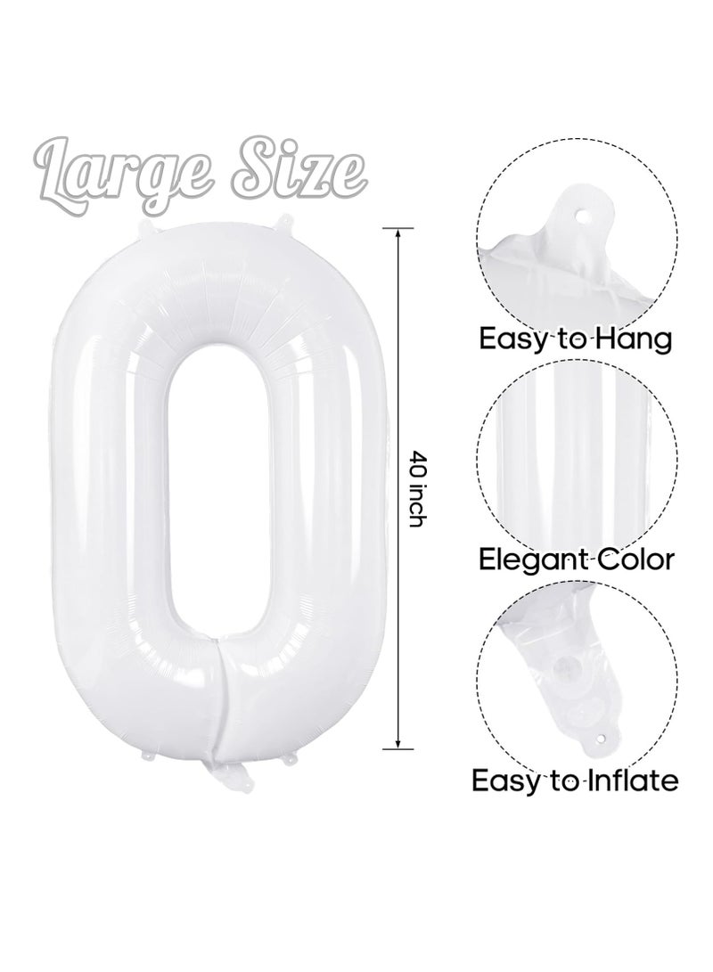 ThePartyPopper White Number Balloons 40 Inch Helium Number 0 Balloon for Birthday Party Anniversary Decoration  - Image 2