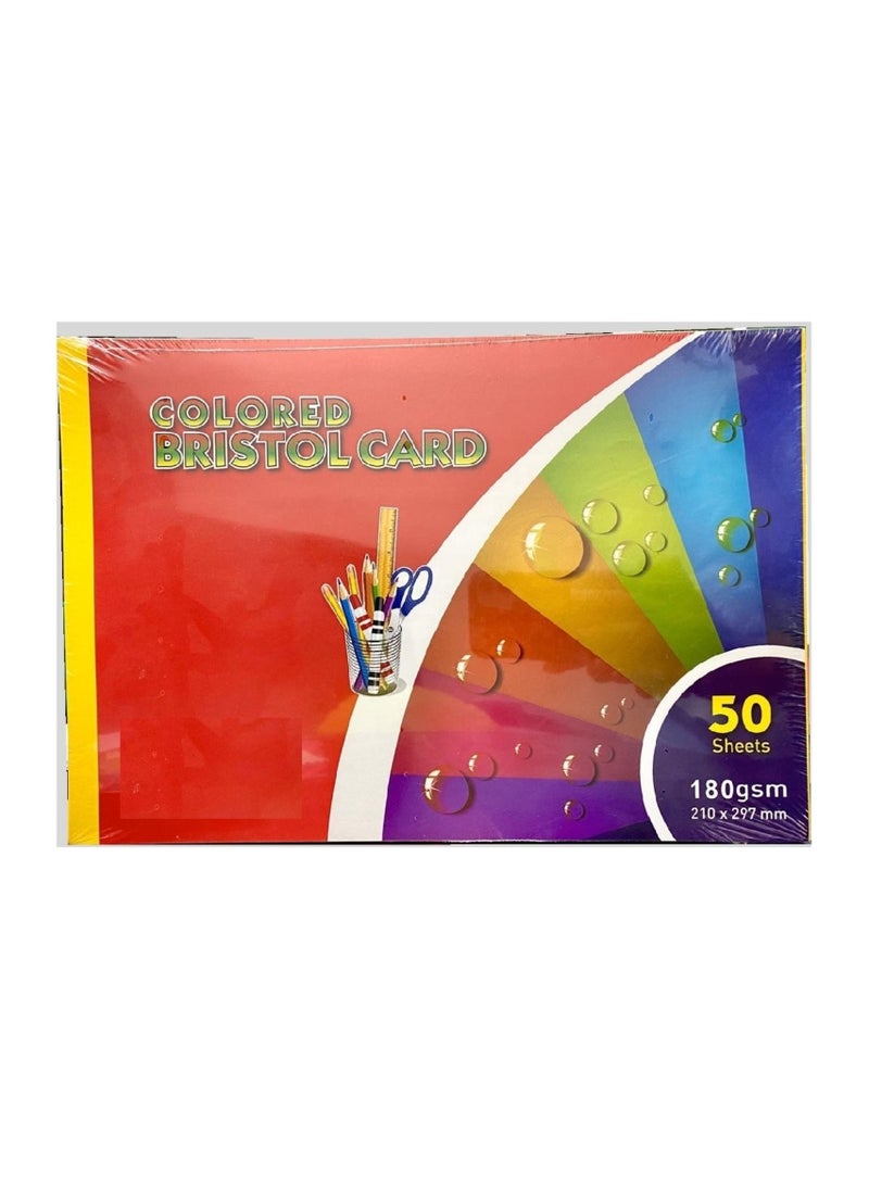 50-Piece A4 Size Bristol Card Coloured 180gsm Thickness - Image 1