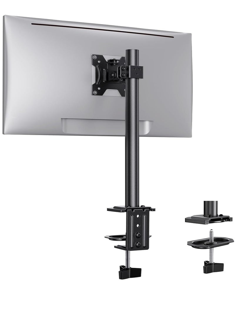 ELTRAZONE Monitor Mount for 13-32" Screens, Adjustable Height & Angle, Supports Up to 17.6lbs, Improved LCD/LED Monitor Riser, Single Desk Mount Stand, Black – Ergonomic & Space-Saving Design (Model: EGCM12) - Image 1