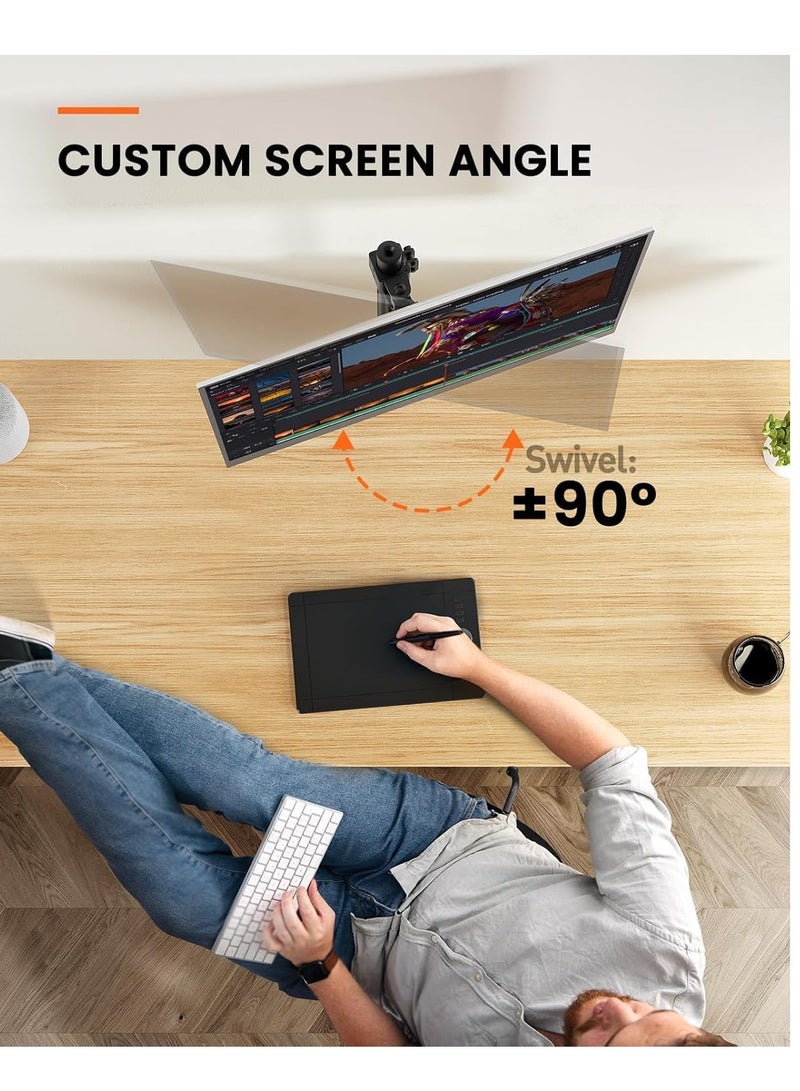 ELTRAZONE Monitor Mount for 13-32" Screens, Adjustable Height & Angle, Supports Up to 17.6lbs, Improved LCD/LED Monitor Riser, Single Desk Mount Stand, Black – Ergonomic & Space-Saving Design (Model: EGCM12) - Image 4