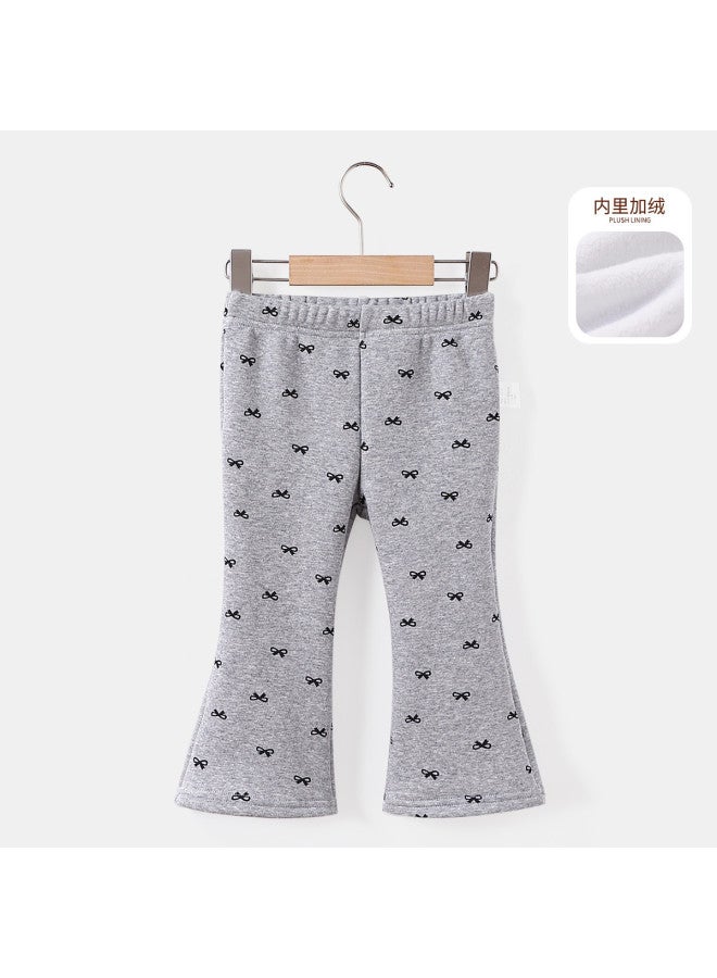 Girls' Baby Autumn Winter Fleece Versatile Casual Pants Toddler Stylish Trousers - Image 3