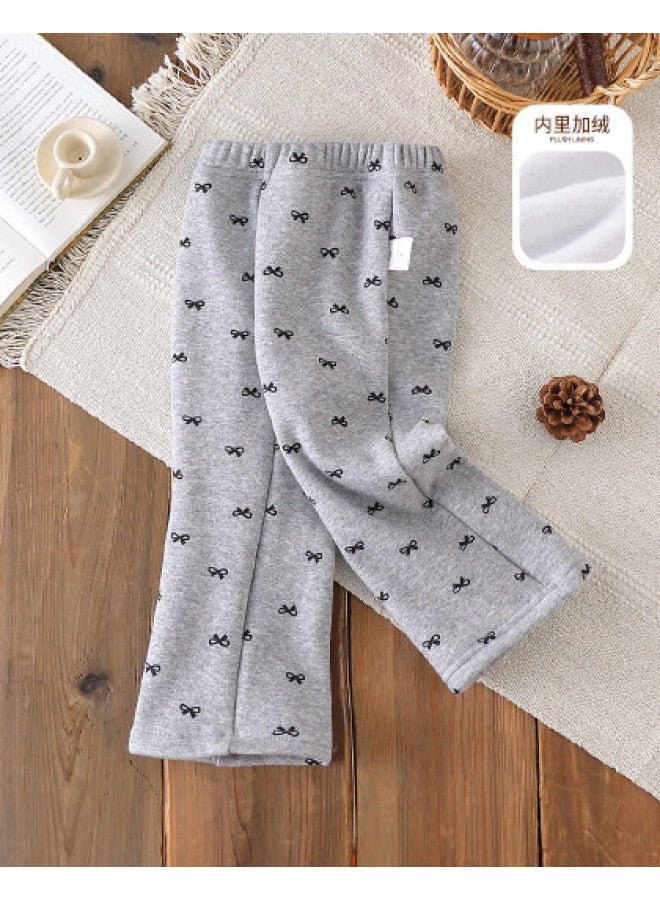 Girls' Baby Autumn Winter Fleece Versatile Casual Pants Toddler Stylish Trousers - Image 1