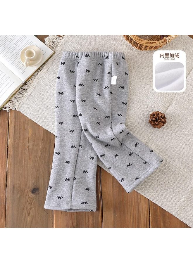 Girls' Baby Autumn Winter Fleece Versatile Casual Pants Toddler Stylish Trousers - Image 2