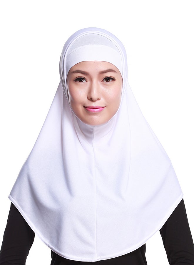 White 2-Piece Head Cover Hijab Lightweight Modest Scarf Muslim Women Everyday Wear Outdoor Use