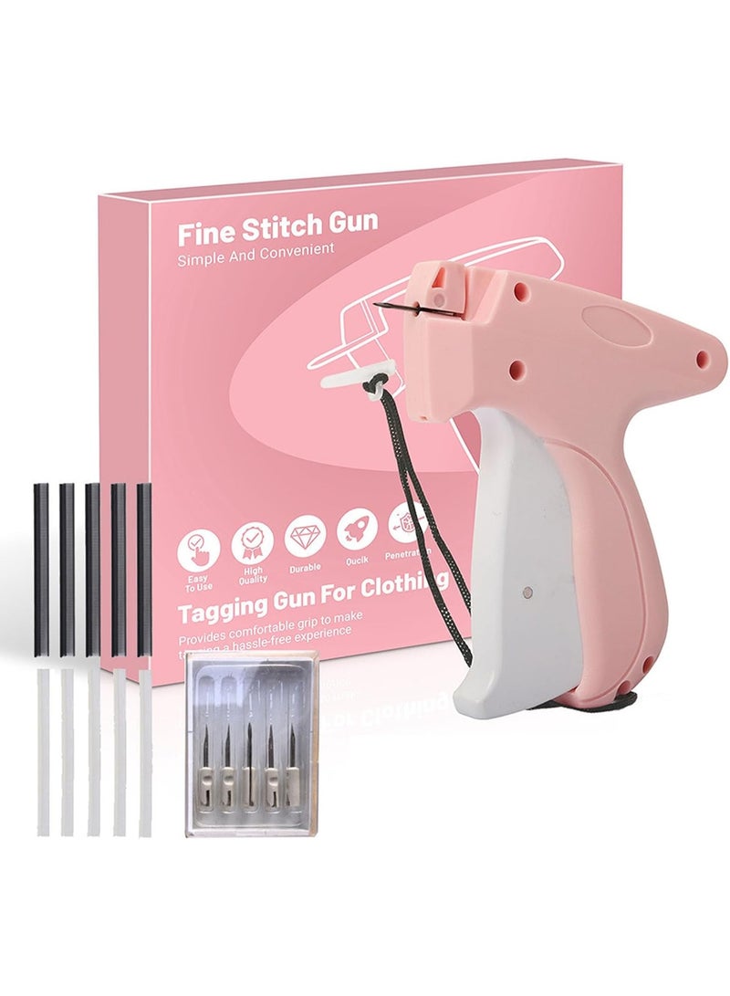Arabest Stitch Gun for Clothes,Mini Quick Stitch Sewing Gun -Clothing Tag Gun 6 Needles,500 Black & 500 White Fasteners(Pink) - Image 1