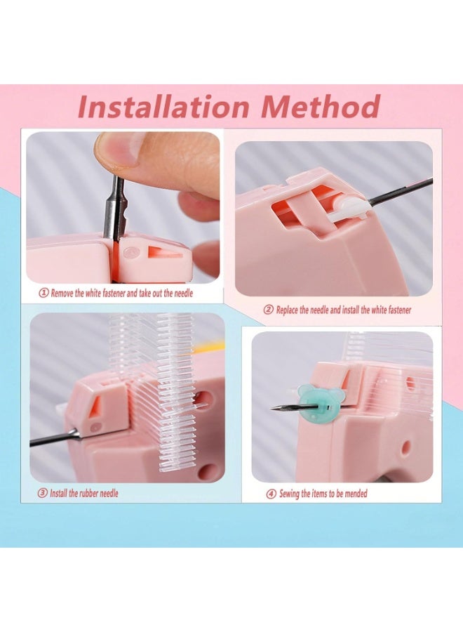 Arabest Stitch Gun for Clothes,Mini Quick Stitch Sewing Gun -Clothing Tag Gun 6 Needles,500 Black & 500 White Fasteners(Pink) - Image 3