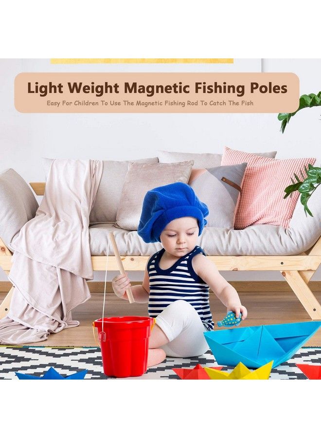 Sumind 4 Pieces Wooden Magnetic Fishing Poles Magnet Poles Fishing Rod For Wooden Magnetic Fishing Game For Kindergarten Preschool Girl Boy - Image 5