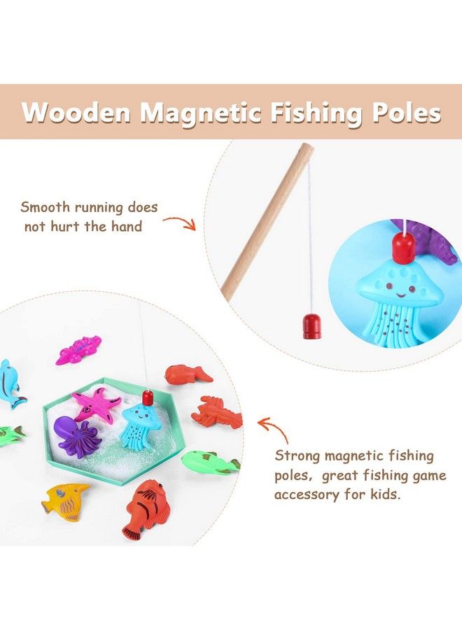 Sumind 4 Pieces Wooden Magnetic Fishing Poles Magnet Poles Fishing Rod For Wooden Magnetic Fishing Game For Kindergarten Preschool Girl Boy - Image 4