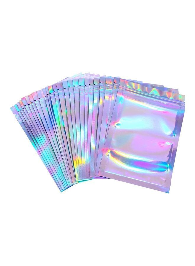 NIBEMINENT 100-Piece Laser Foil Seal Bag Set Clear/Silver/Purple 12x20cm