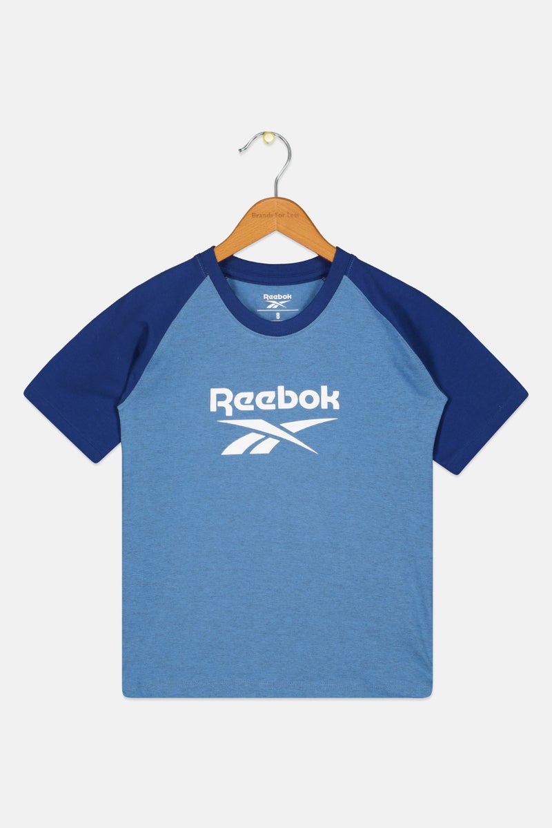 Reebok Kids Boy Crew Neck Short Sleeve Outdoor T-Shirt, Blue - Image 3