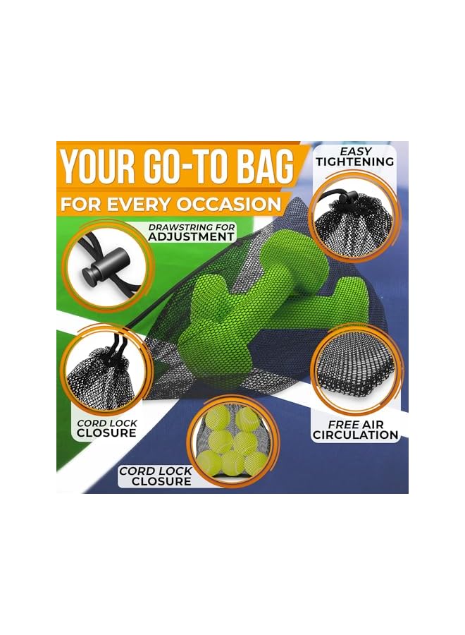 S-TOP Mesh Backpack Drawstring Black 5Pcs 11,8x7,48'' â€“ Strong, Lightweight, Breathable Mesh Bag with Lock, Quick-Dry and Tear-Resistant â€“ Easy to Tighten and Adjust for Travel, Swimming & Ball Storage - Image 2