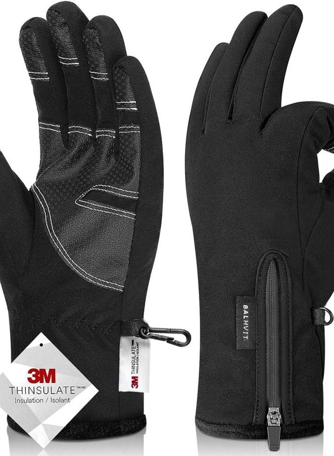 Balhvit 30℉ Waterproof Winter Gloves 3M Thinsulate Breathable Touch Screen Men Women Upgraded X-Large Black - Image 1