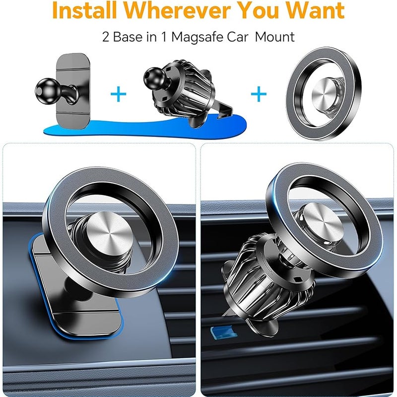 Kaistyle for Magsafe Car Mount【20 Strong Magnets】Magnetic Phone Holder for Car Phone Holder Mount Dash Mounted Holders Cell Phone Holders for Your Car Accessories for Women Men for iPhone 17 16 15 14 - Image 2