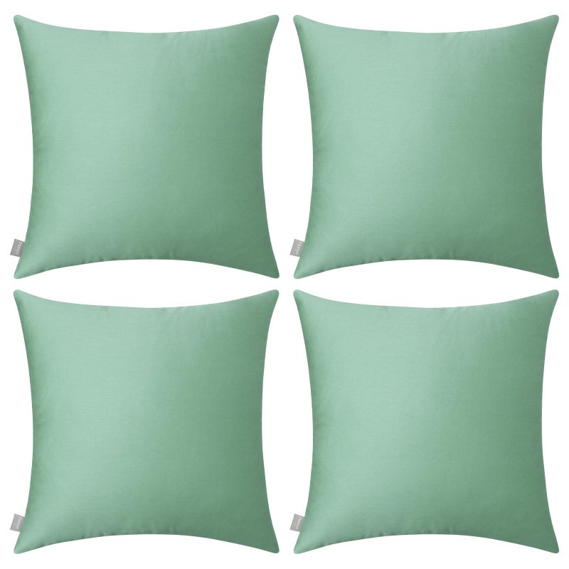 Thmyo 4Pack 100 Cotton Comfortable Solid Decorative Throw Pillow Case Square Cushion Cover Pillowcase Sublimation Blank Pillow Covers DIY Throw Pillowcase for Sofa20x20 inch 50x50cmMist Green