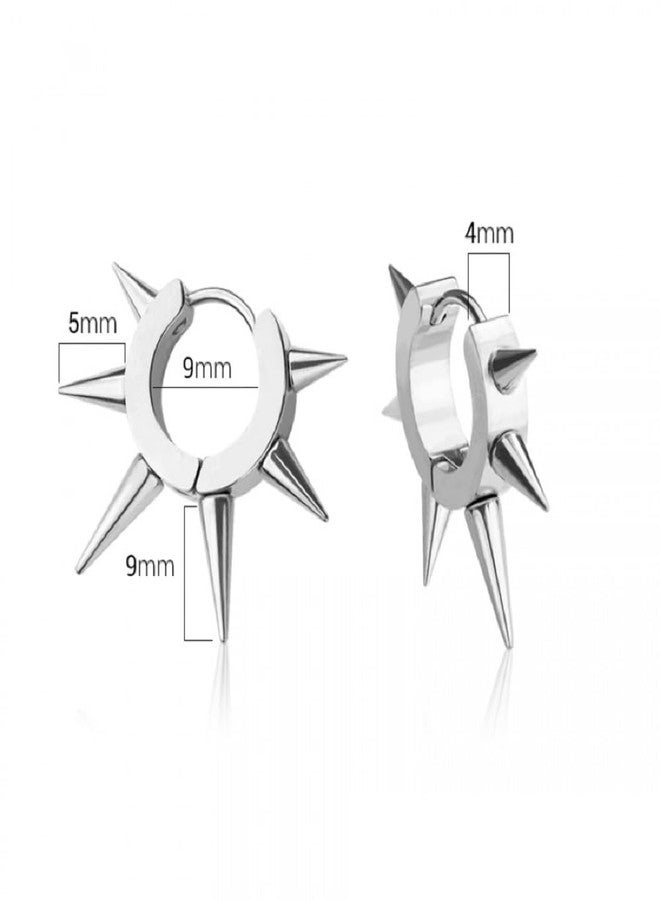 Pierced Owl 316L Stainless Steel Multi Spike Lined Huggie Hoop Earrings, Sold as a Pair (Black) - Image 4
