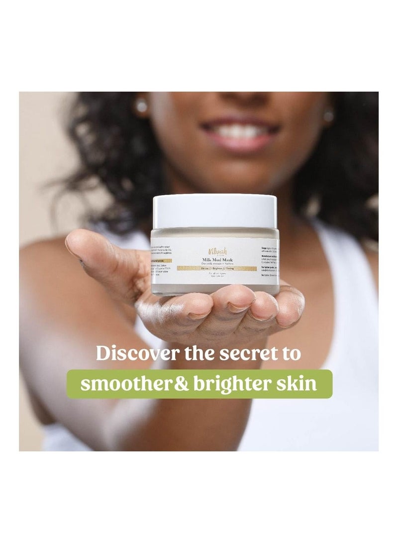 Vilvah Store Milk Mud Mask  For Detan Non Comedogenic Non Irritant  Unclogged Pores Skin Brightening  With Oat Milk Extract Saffron Extract  Kaolin Clay For Men  Women  50 ML - Image 3