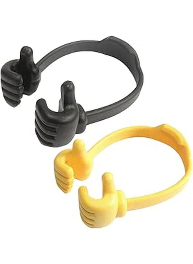 Multi Function Desktop Cell Phone Stand Portable Bracket Holder Black Yellow - Image 1