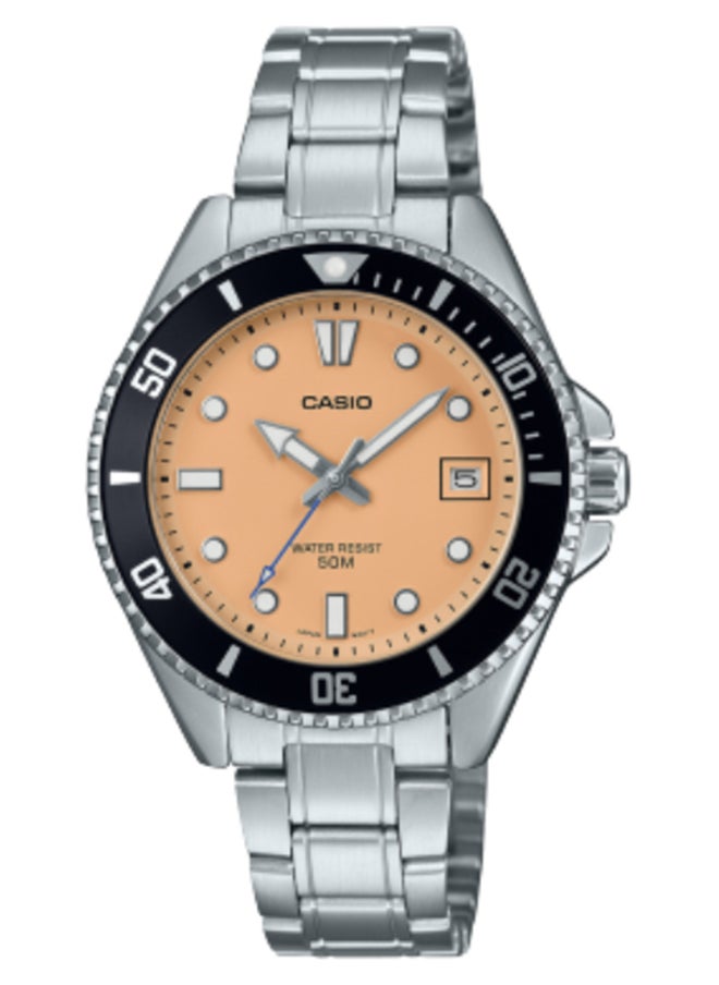 CASIO Analog Stainless Steel Band Round  Shape  Wrist Watch MDV-10D-4A2VDF 
