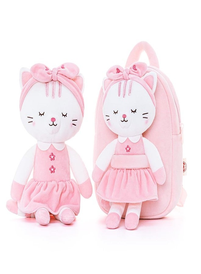 لازادا حقيبة ظهر للأطفال الصغار من لازادا بتصميم قطة، حقائب ظهر للبنات مع لعبة قطة بيضاء قابلة للفصل، مقاس 9 بوصات، مناسبة للأطفال من عمر سنتين فما فوق. - Image 5