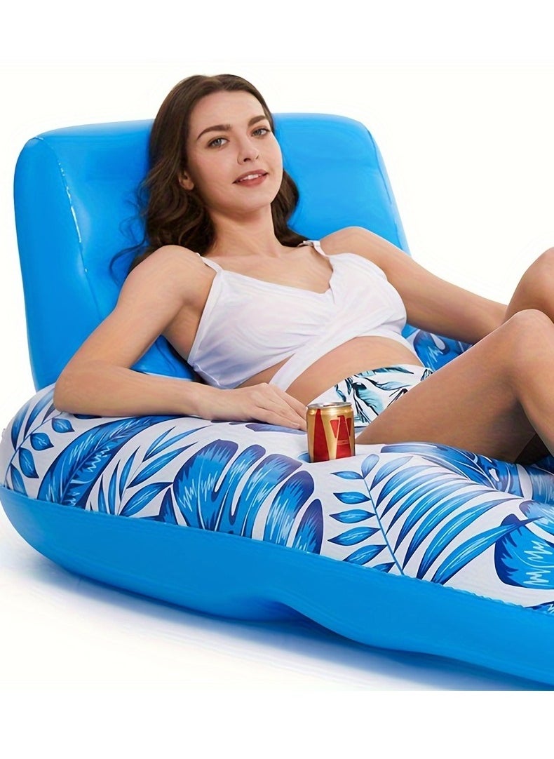 Generic - 1pc Inflatable Leaf Pattern Lounger Floating Row, PVC Swimming Ring Hammock, Swimming Party Entertainment Supplies - Image 1