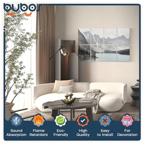 BUBOS 8 Pack Art Acoustic Panels Soundproof Wall Panel,47.2X31.4 Inches Sound Absorbing Panel,Self-Adhesive Decorative Acoustical Wall Panels, Acoustic Treatment for Ceiling Home Office（Lake） - Image 3
