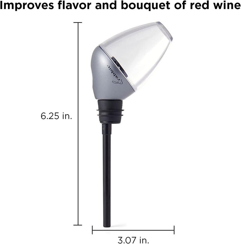 Wine Aerator and Pourer, 7-Inch, Silver/Black/Clear